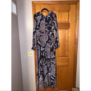 EXPRESS Long Open Back Paisley Dress